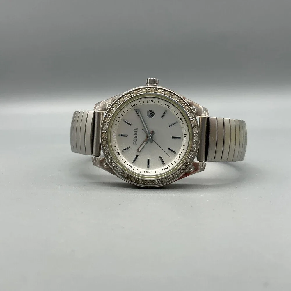 Fossil Stella Womens Watch 31mm l Stainless Expansion Crystals New Battery